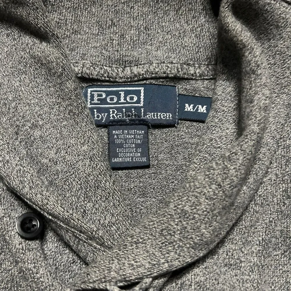 Vintage Polo Ralph Lauren Shawl Collar Sweater Grey Size M Preppy Cocktail 90s
